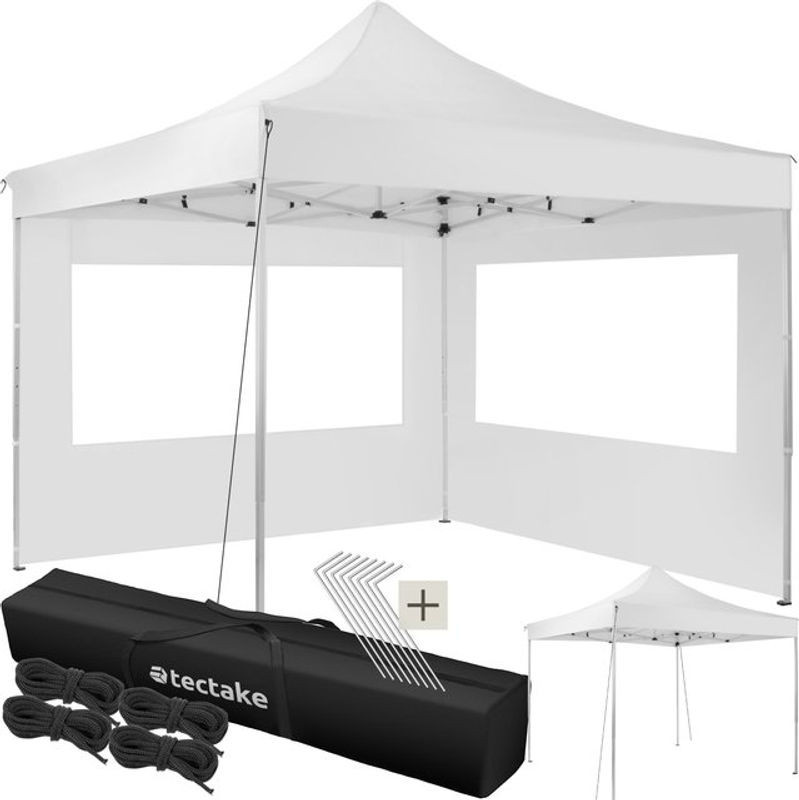 tectake Aluminium Pavillon Weiß, B/T: 300 x 300 cm, faltbar und höhenverstellbar - Bild 1