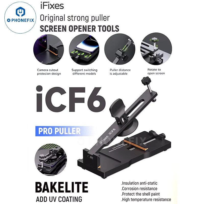 IFixes iCF6+ Werkzeug zum Öffnen und Demontieren von LCD-Bildschirmen für iPhone und Android-Handys, Trennwerkzeug für die Rückabdeckung, Schwarz - Bild 2