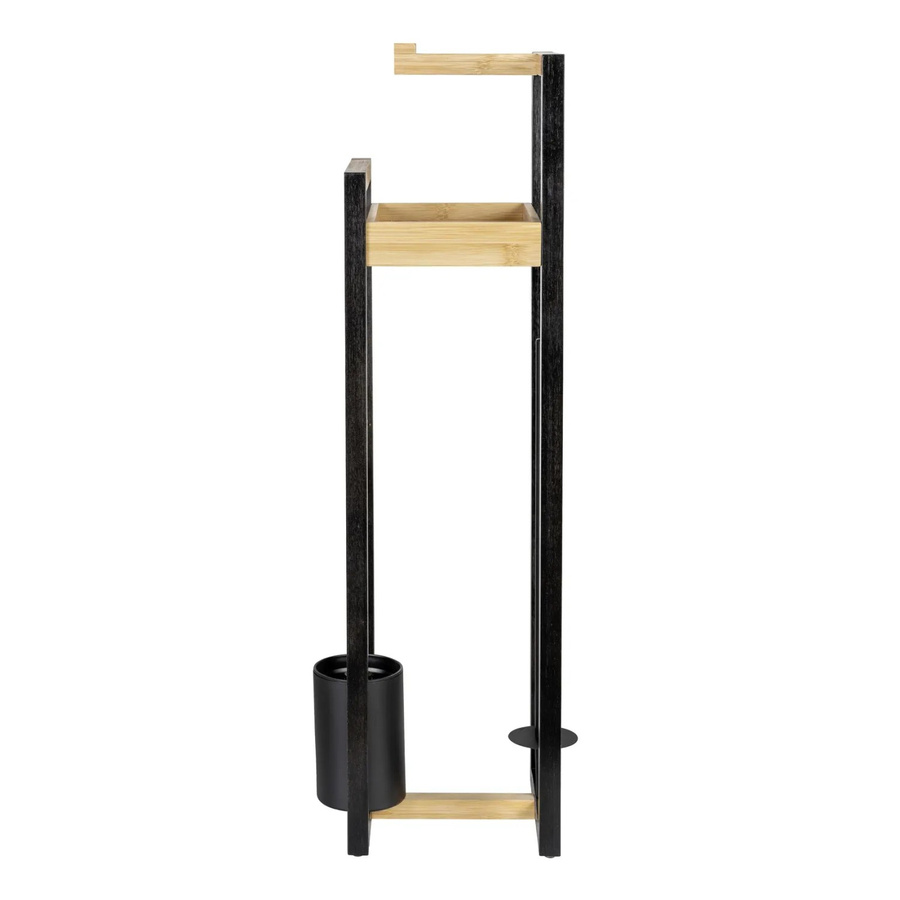 WENKO Stand WC-Garnitur Braidi aus Bambus mit WC-Bürste, Rollenhalter und Ablage in Braun oder Schwarz - Bild 2