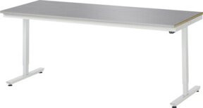Rau Arbeitstisch Adlatus elektrisch höhenverstellbar mit Edelstahlbelag silber/lichtgrau B/T/H: 200 x 80 x 72-112 cm - Bild 1