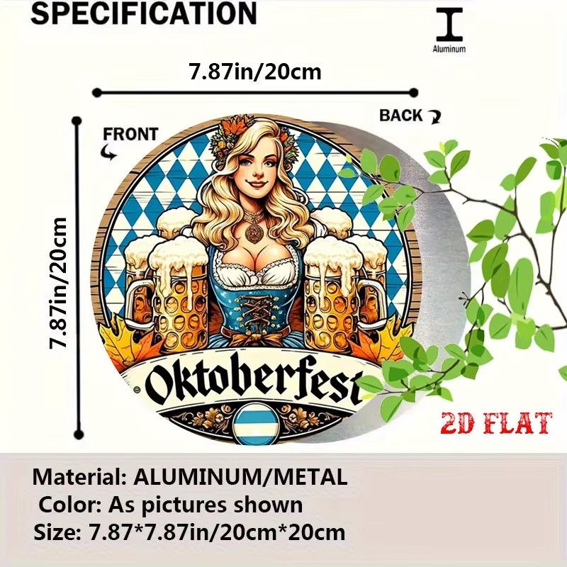Potdemiel Metallwanddekoration Oktoberfest Biermädchen in Blau und Weiß - Bild 2