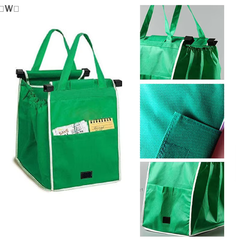 ieniaW Parque Umweltfreundliche Trolley-Tasche in Grün, faltbare und wiederverwendbare Supermarkt-Einkaufstasche mit großem Fassungsvermögen, B/H/T: 45,0 x 38,0 x 0 cm - Bild 3