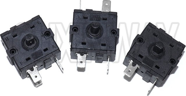 GUXINWAY Drehschalter Wahlschalter für Kühler und elektrische Raumheizung, 2Pin 3Pin 5Pin, AC 250V 16A, Schwarz - Bild 1