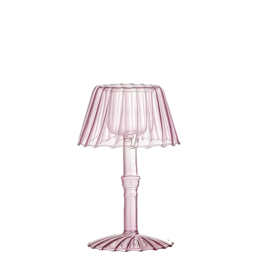 Bloomingville Kerzenhalter Cisco aus Glas in Pink, Höhe: 18 cm - Bild 1