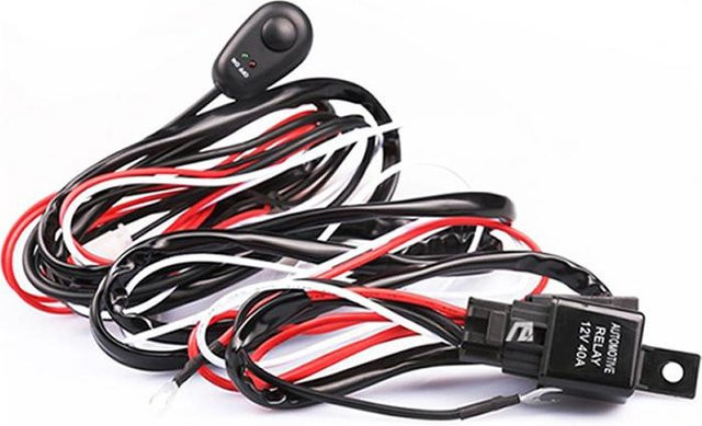 VehicleKit Kabelbaumsatz für LED-Arbeitslichtleiste mit Sicherungsrelais, 12 V, 40 A, Schwarz - Bild 1