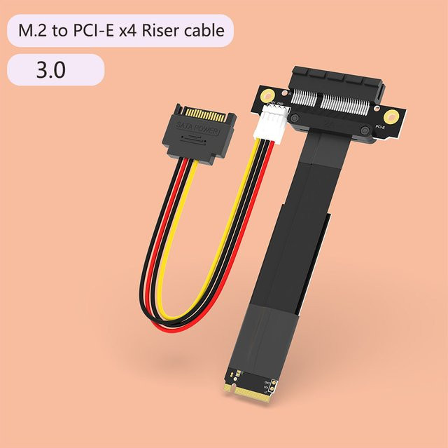 Haoyexin M.2 zu PCIe Riser-Karte PCIe x4 Gen3.0 mit NVMe M-Key 2280 Anschluss, Schwarz - Bild 1