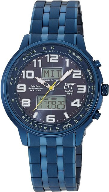 ETT Armbanduhr Solar, Funk, Edelstahl, Blau, 48 mm, Herren - Bild 1