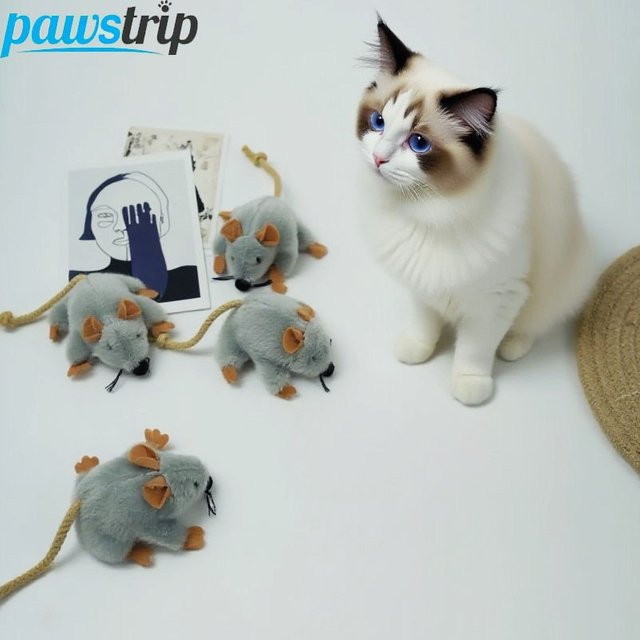 pawstrip Interaktives Katzenmaus-Spielzeug, Plüsch-Simulationsmaus-Spielzeug - Bild 1