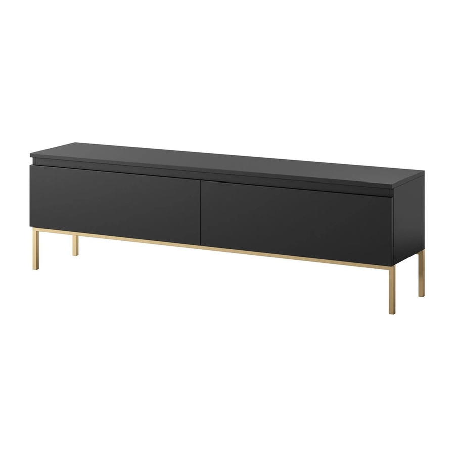 Selsey TV-Lowboard Bemmi in Schwarz und Gold mit minimalistischem Design, Breite: 150 cm, Höhe: 46 cm, Tiefe: 32 cm - Bild 2