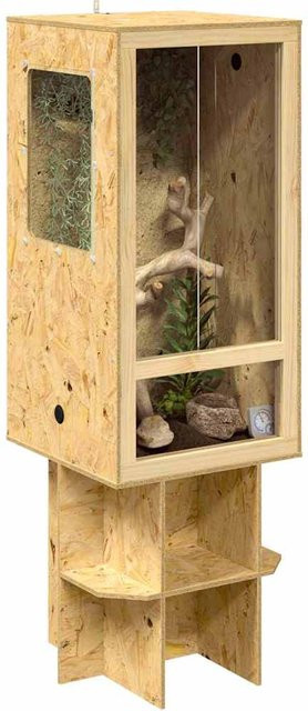 Yiwydaa Terrarium aus OSB und Glas in Braun, B/T/H: 50 x 50 x 150 cm - Bild 1