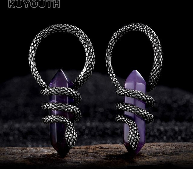 KUYOUTH Ohrstreckenringe Kupfer, Amethyst, Unisex - Bild 1