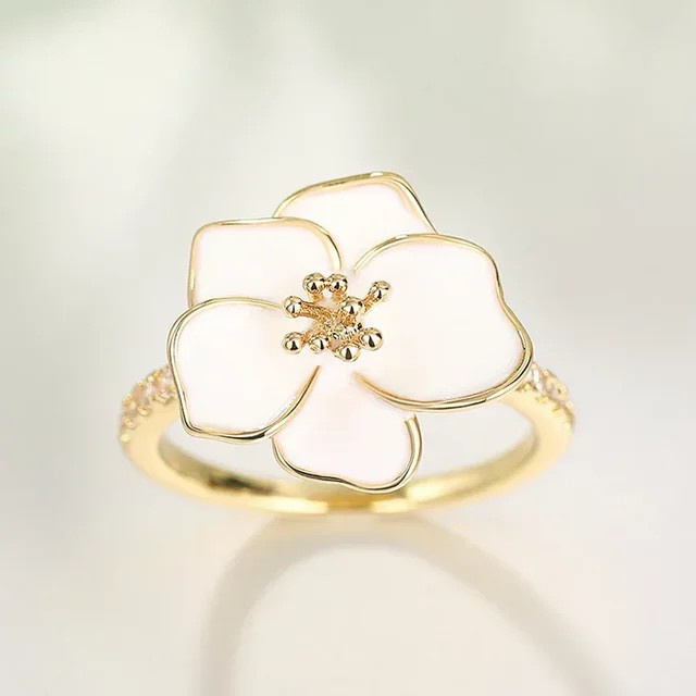 Huitan Blumenringe, Gold, Zirkonia, Damen - Bild 1