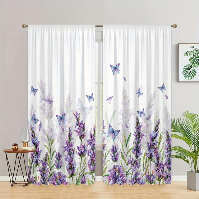 Yiran Furniture Set aus 2 Verdunkelungsvorhängen mit Schmetterlings-Print in Schwarz und Gold, B: 50 cm, H: 100 cm - Bild 1