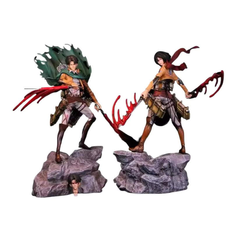 Bandai Attack On Titan Levi Ackerman Mikasa Ackerman Doppelkopf-Skulptur, Sammelfigur - Bild 2