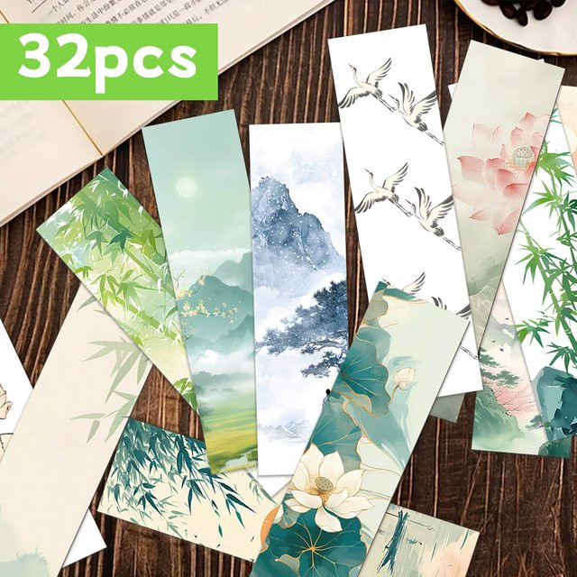 32 Stück Tintenblumen Lesezeichen aus Papier in Multicolour für Buchliebhaber und Studenten - Bild 1