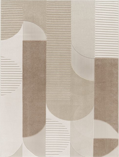 In- & Outdoor-Teppich Cotara in Beige mit geometrischem Hoch-Tief-Effekt, B/T: 60 x 100 cm - Bild 1