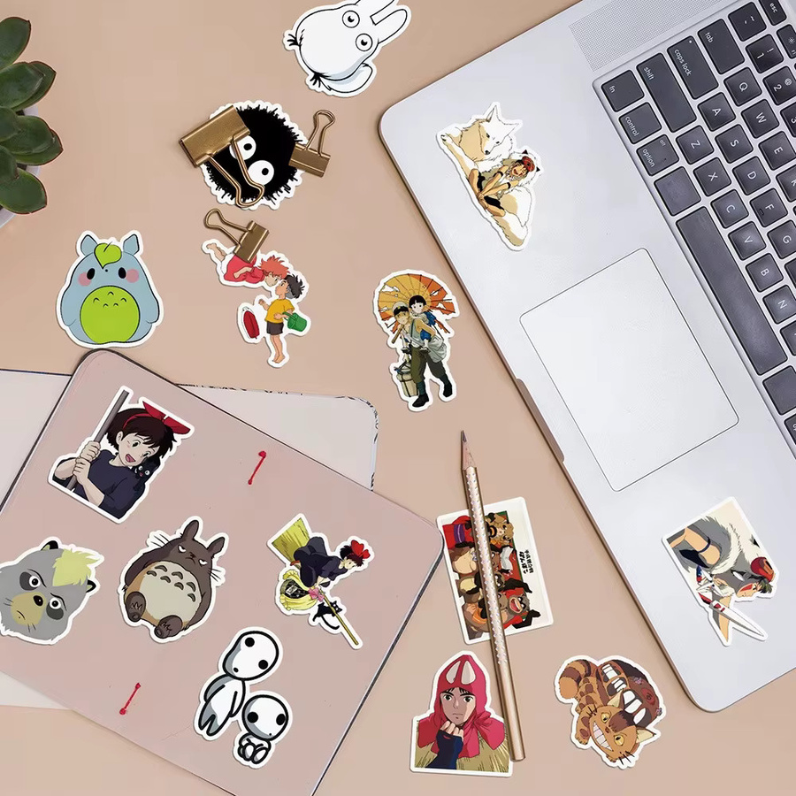 50 Stück Ghibli Hayao Miyazaki Aufkleber Set, wasserfeste Cartoon Sticker in Multicolour für Laptop, Telefon und Notizbuch - Bild 6