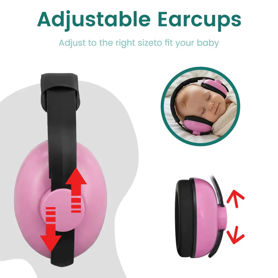 momo&dudu Baby-Ohrenschützer und Kinderwagen-Clips-Set mit 25 dB Lärmreduzierung in Weiß und Pink - Bild 3