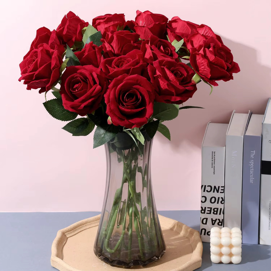 5 oder 10 Stück künstliche Seidenrosen in Rot für deine Tischdekoration und als Geschenk zum Valentinstag oder für Hochzeiten - Bild 2
