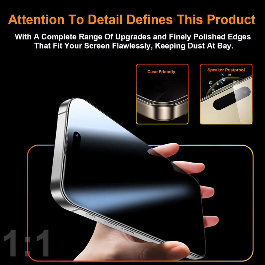 NNBILI 2 Stück Sichtschutz-Displayschutzfolien aus gehärtetem Glas für iPhone 17 16 15 14 13 12 11 Pro Max, transparent - Bild 4