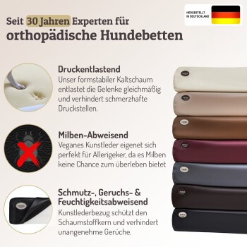 SABRO Hundebett KUDDE aus Kunstleder in Schwarz mit orthopädischem Schaumstoff und abnehmbarem Bezug - Bild 3