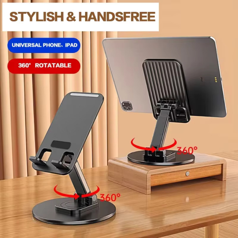 Anpassbarer Desktop-Ständer für Telefon und Tablet in Schwarz oder Weiß, drehbarer und höhenverstellbarer Metall-Livestreaming-Halter mit klappbarer Funktion - Bild 3