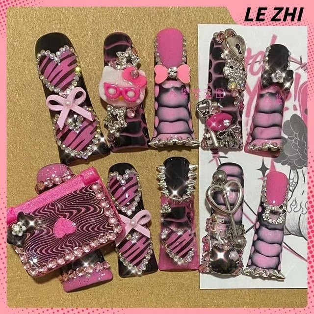 Yi ZHENG Künstliche Nägel, Rosa, Schimmernd, Damen - Bild 1