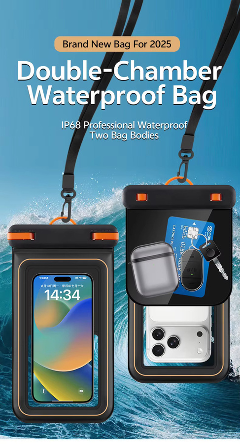 FaLi Qisubao Wasserdichte Universal-Handytasche mit doppellagigem Touchscreen für Outdoor-Sportarten in Schwarz oder Weiß - Bild 6