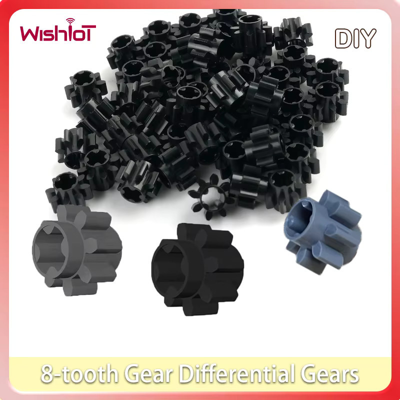 Wishiot 8-Zahn Getriebe Differential Bausteine für MOC technische DIY Puzzle Spielzeuge in Grau und Schwarz - Bild 3