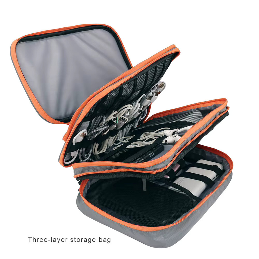 Acoki Mehrschichtiger Organizer für elektronisches Zubehör in Grau mit Vordertasche und großem Fassungsvermögen für iPad - Bild 4