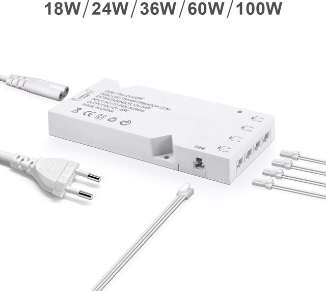 Lcamaw Zentralisierte Stromversorgung 12V DC mit Dupont-Anschlüssen für LED-Streifen und Barlampen, Netzteil Transformator in Weiß - Bild 1