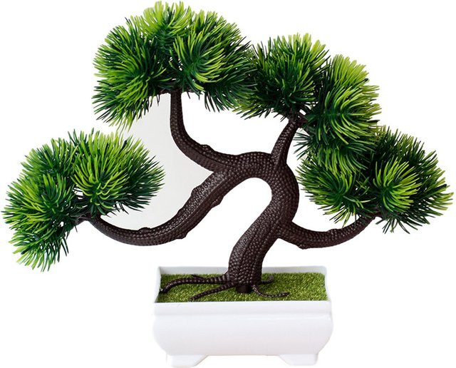 Wusmart Künstlicher Kiefernbaum in Grün als Bonsai-Dekoration im Topf, B/H: 22 x 26 cm - Bild 1