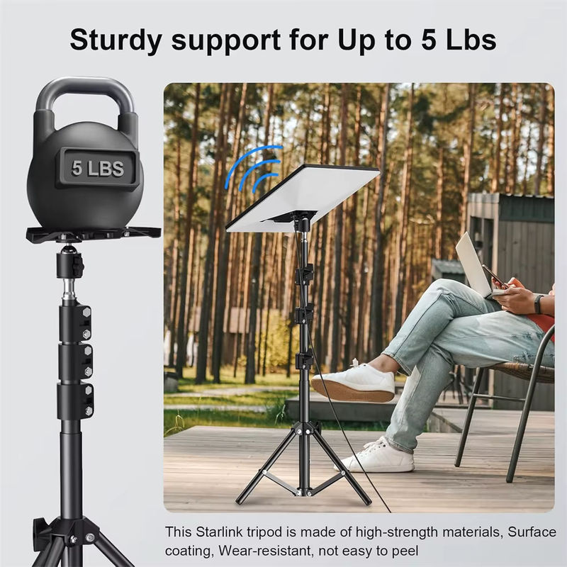 Starlink Mini V4 Stativhalterung mit Adapter in Schwarz, höhen- und neigungsverstellbar, tragbar und robust für Wohnmobil, Zuhause und Outdoor-Camping - Bild 2