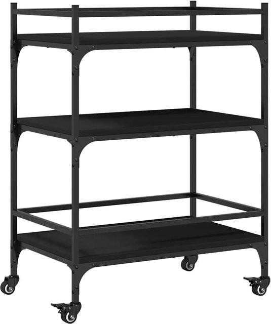 vidaXL Küchenwagen in Schwarz im Vintage-Design aus Holzwerkstoff und Stahl, B/T/H: 65 x 40 x 86,5 cm - Bild 1