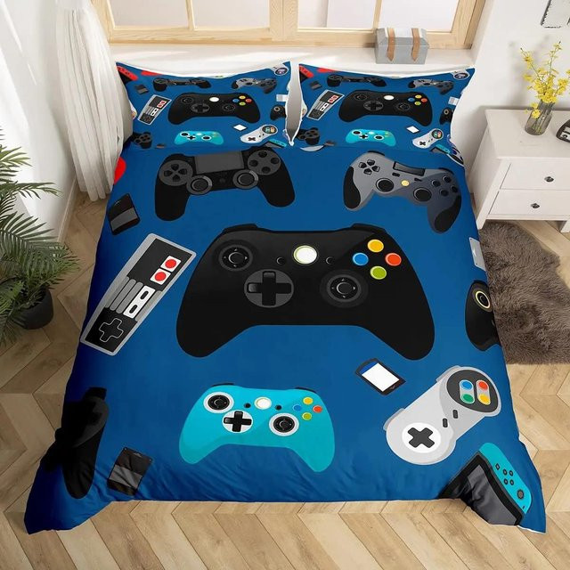 Bettwäscheset Your Warm Home mit Gamepad-Motiv für Jugendliche, Blau, 3-teilig, B/H: 200 x 230 cm, inklusive Kissenbezug 50 x 70 cm - Bild 1