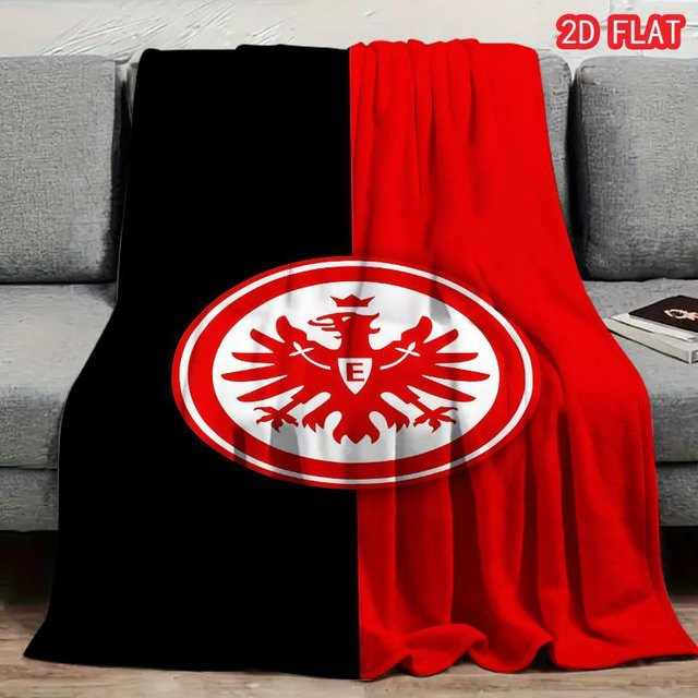 Eintracht Frankfurt Flanell Decke in Schwarz und Rot, B/B: 80 x 120 cm - Bild 1