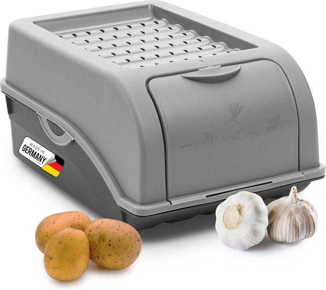 Novaliv Kartoffel- und Zwiebelaufbewahrungsbox aus Kunststoff, Grau, 3,5 l, stapelbar - Bild 1