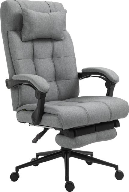 Vinsetto Ergonomischer Bürostuhl mit Fußstütze und Kopfkissen, Höhenverstellbarer Drehstuhl in Grau - Bild 1