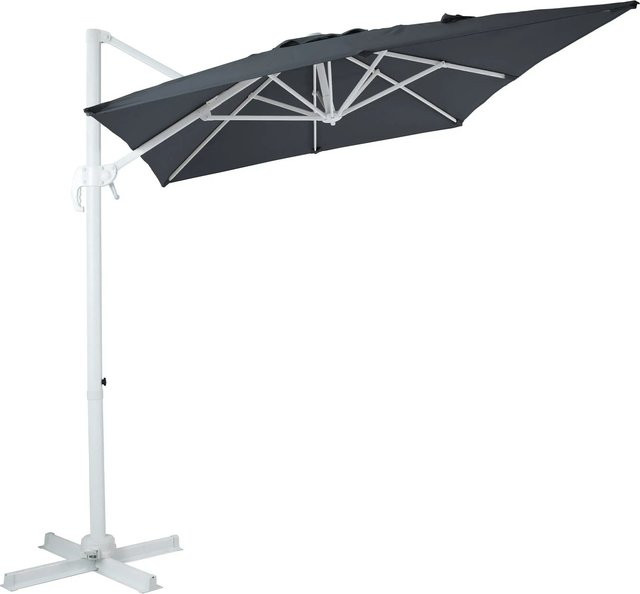 AXI Ampelschirm Grau aus Aluminium und Polyester mit Handöffner, B/T/H: 300 x 200 x 245 cm - Bild 1