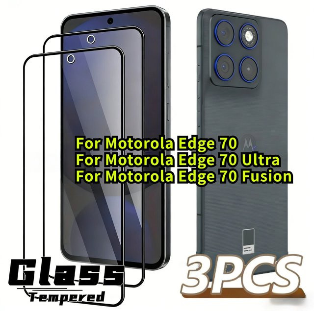 3 Stück Displayschutzfolie aus gehärtetem Glas für Motorola Edge 70 und Edge 70 Ultra, 9H Härtegrad, transparent - Bild 1