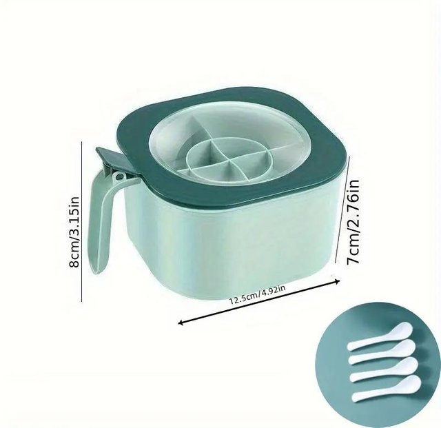 Chocolate Home 4-in-1 Gewürzbox-Set aus Kunststoff mit integrierten Löffeln, grün - Bild 1