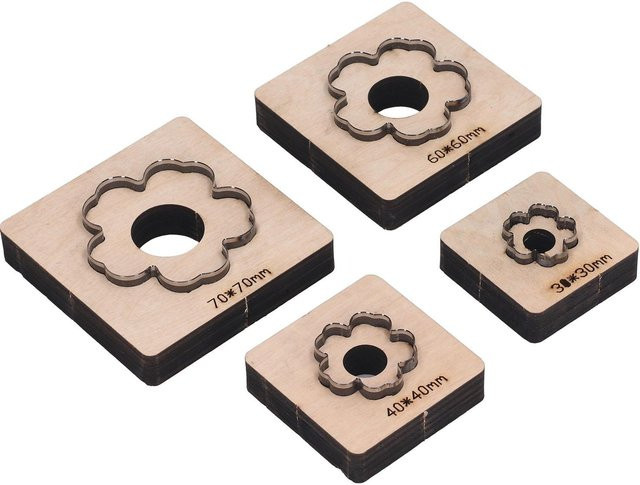Koogeelife Leder-Schneideform Set mit Blumenmuster aus gehärtetem Stahl, 4 Stück, beige - Bild 1