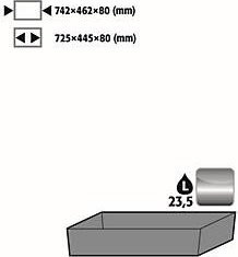 Bodenauffangwanne Stawa-R aus Edelstahl für asecos Sicherheitsschränke der Q30, Q90 und S90 Serie, B/T/H: 74,2 x 50,7 x 8,3 cm - Bild 1
