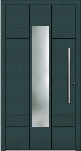 KNOCK Aluminium-Haustür Terra Nova in Moosgrün mit Glaseinsatz und RC2-Schutz, Höhe: 210,0 cm, Breite: 100,0 cm - Bild 1
