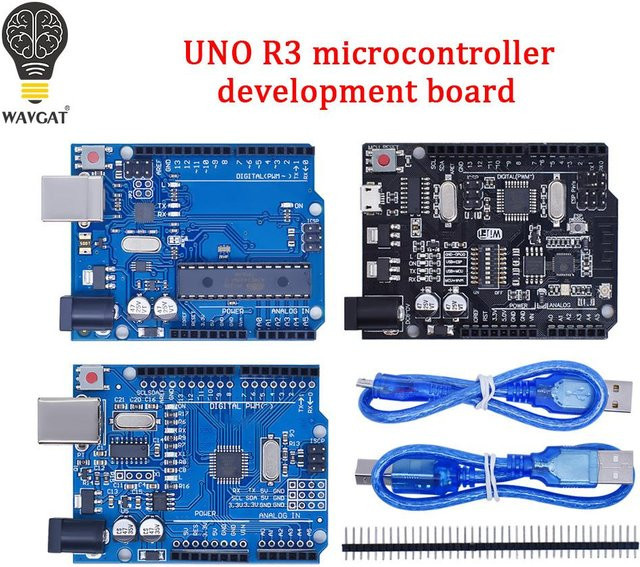 WAVGAT UNO R3 Entwicklungsboard ATMEGA328P CH340 Blau mit Kabel und R3/R4 UNO Proto Shield Erweiterung - Bild 1