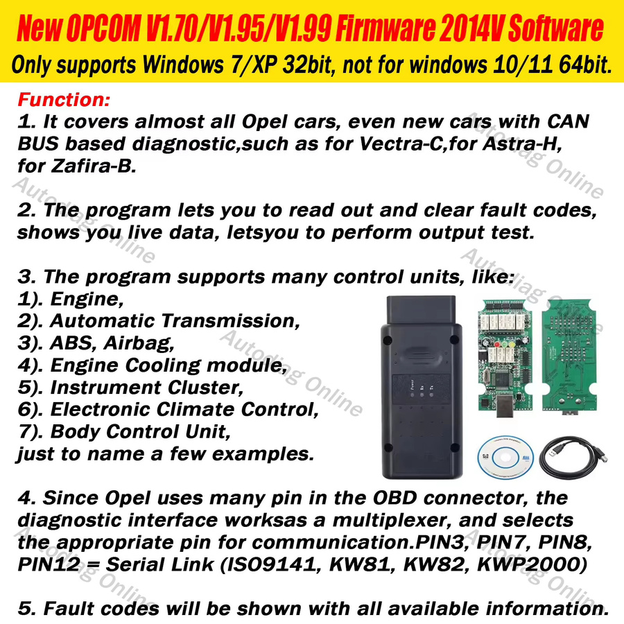 Opcom OBD2-Diagnosescanner für Opel mit Flash-Firmware-Update V2014, Farbe: Schwarz - Bild 2