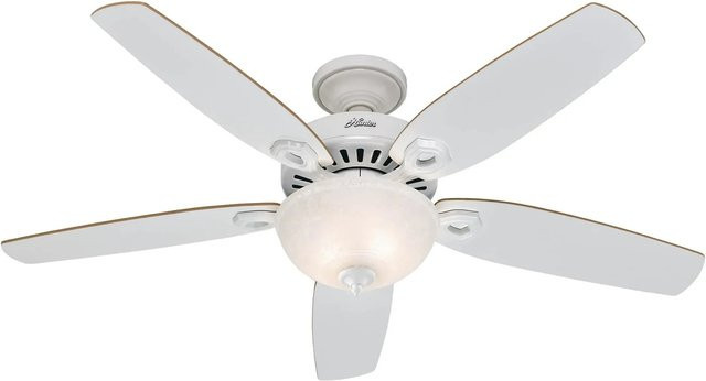 HUNTER FANS Deckenventilator Builder Deluxe in Weiß mit Beleuchtung und Zugketten, Durchmesser: 132 cm - Bild 1
