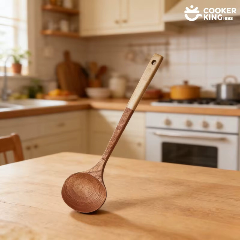 Cooker King Pilzförmiger Bratspatel aus Holz in Braun, Durchmesser: 35 cm - Bild 5