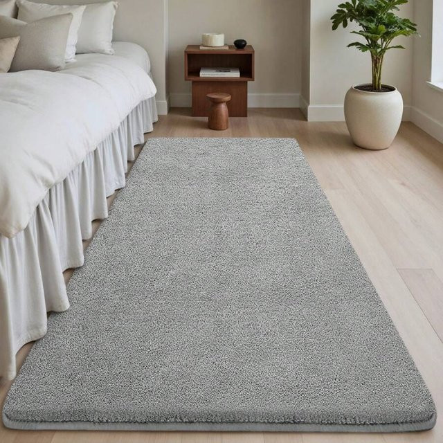 VIKAMA Moderner Plüschteppich in Braun oder Grau, rechteckig und rutschfest für Wohnzimmer, Schlafzimmer, Flur oder Arbeitszimmer - Bild 1