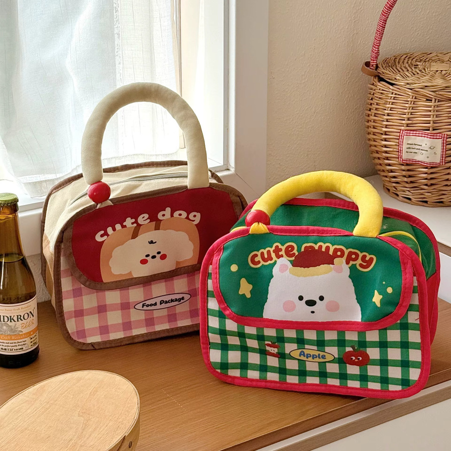 Isolierte Lunchbox-Tasche mit niedlichem Welpenmotiv in Mehrfarbig, wasserdichte Aufbewahrungstasche mit großer Kapazität für Studenten und Büroangestellte - Bild 2